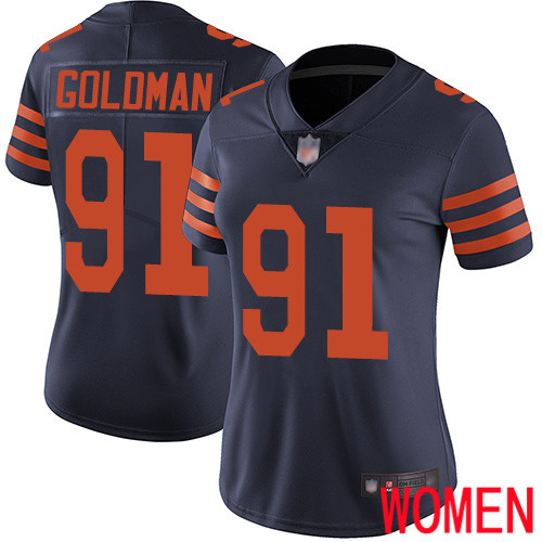 Chicago Bears Limited Navy Blue Women Eddie Goldman Jersey NFL Football #91 Rush Vapor Untouchable->women nfl jersey->Women Jersey